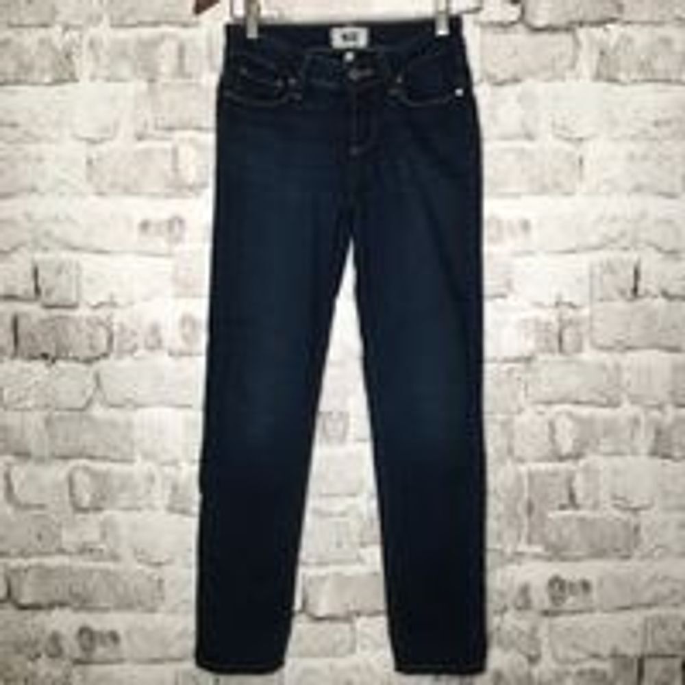 Paige Skyline Women's Size 24 Jeans Ankle Straight Cut Peg Dark Wash